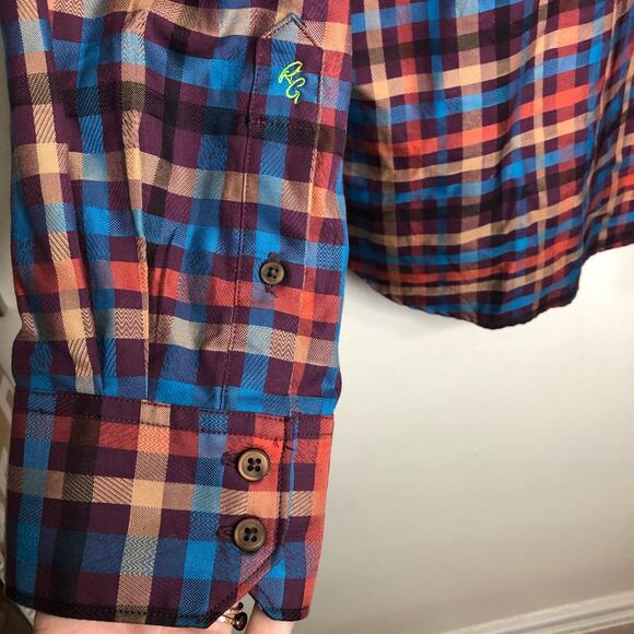 Robert Graham Shirt Macabre Plaid Button Down Embroidered Cross Skull Lining XXL - Picture 9 of 10